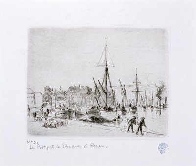 The Port Near the Customs House at Rouen by Camille Jacob Pissarro